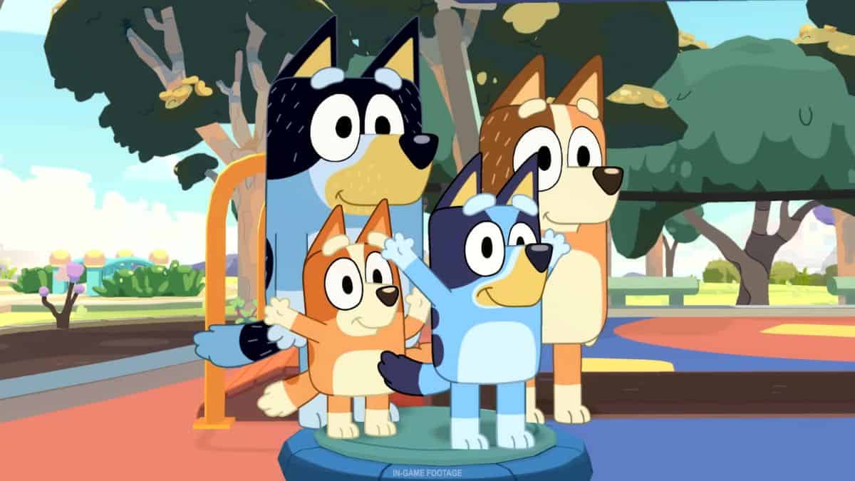 Bluey-The-Video-Game-Family-Standing-At-the-Park