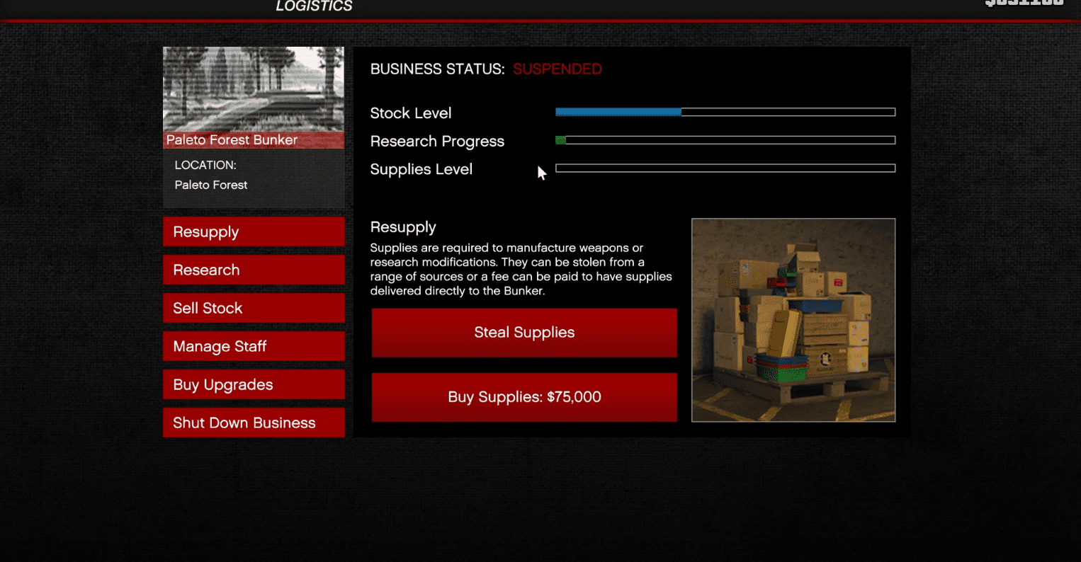 GTA 5 Bunker Purchase Screen