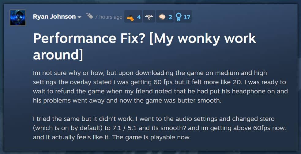 A screenshot of the original post on a Steam Community.