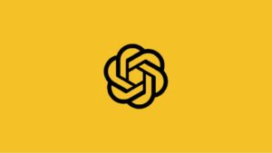A black and yellow knot logo on a yellow background providing information on how to access GPT 4.