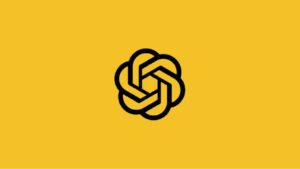 A black and yellow knot logo on a yellow background providing information on how to access GPT 4.