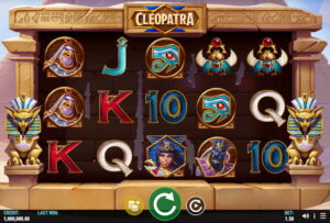 A glimpse at the reels of the Cleopatra slot.