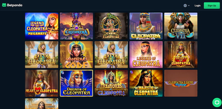 The Cleopatra-themed slot options available at BetPanda