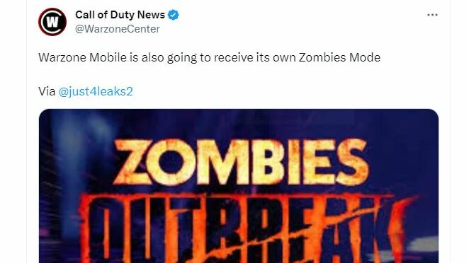 A screenshot of the Warzone Mobile release date announcement on the zombies outbreak Twitter page.