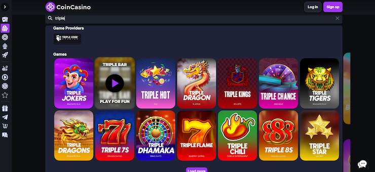 A selection of triple-themed slot games at CoinCasino.