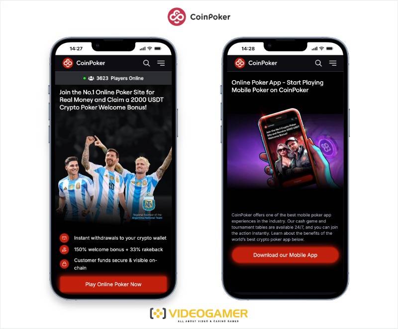 Mobile view of Coin Poker best online poker site for Canadian players.