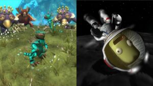Spore and Kerbal Space Program comp showing screens from both games.