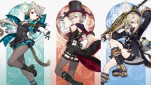 Genshin Impact: Lynette (left), Lyney (middle), and Freminet (right) all coming in Fontaine 4.0 update