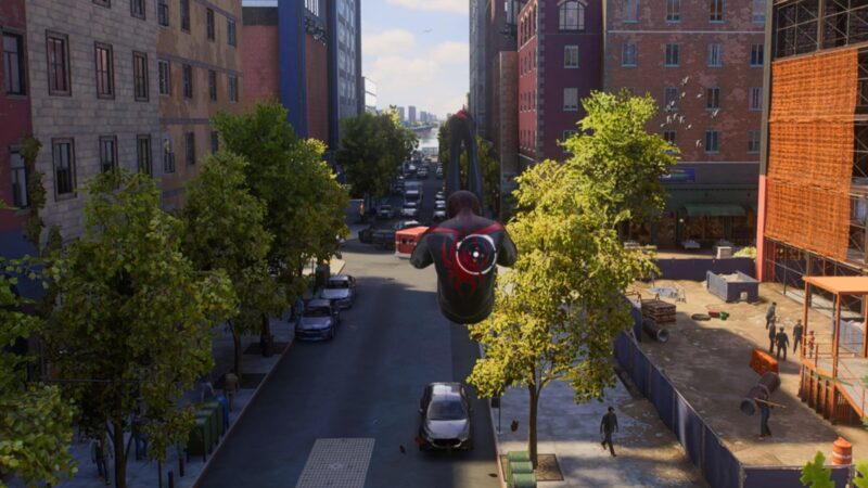 Spider-Man 2 screenshot shows miles performing tricks.