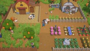 Coral-Island-1.0-Release-Date-Player-Milking-Cow-In-Field