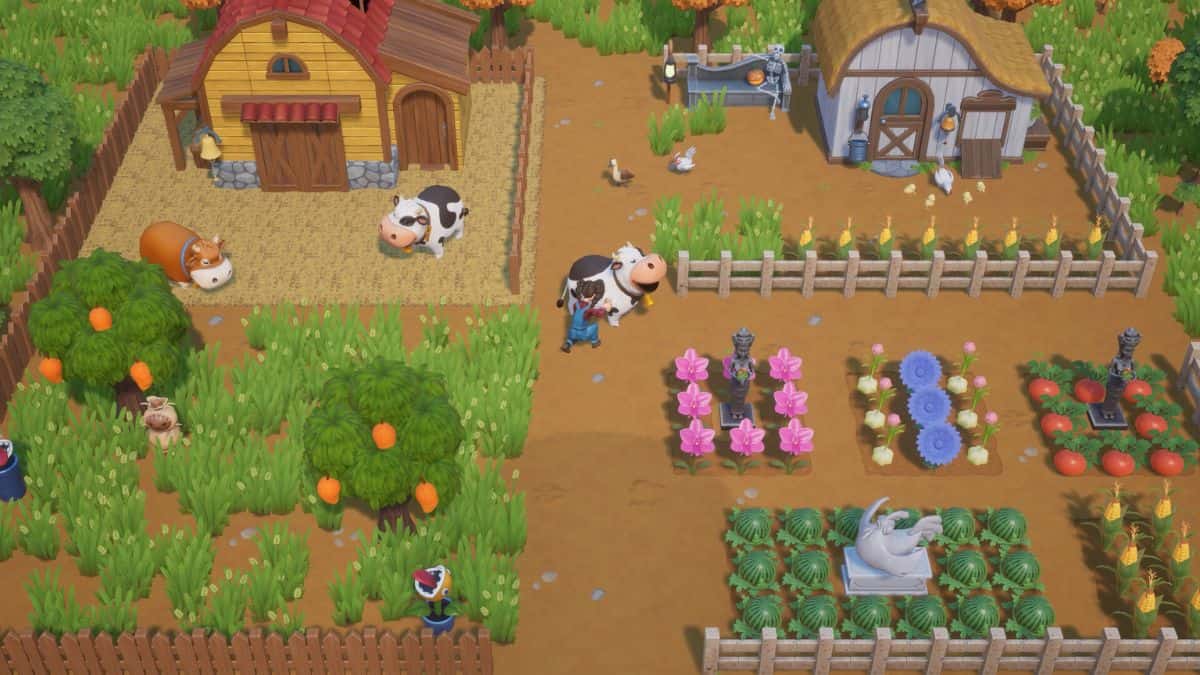 Coral-Island-1.0-Release-Date-Player-Milking-Cow-In-Field