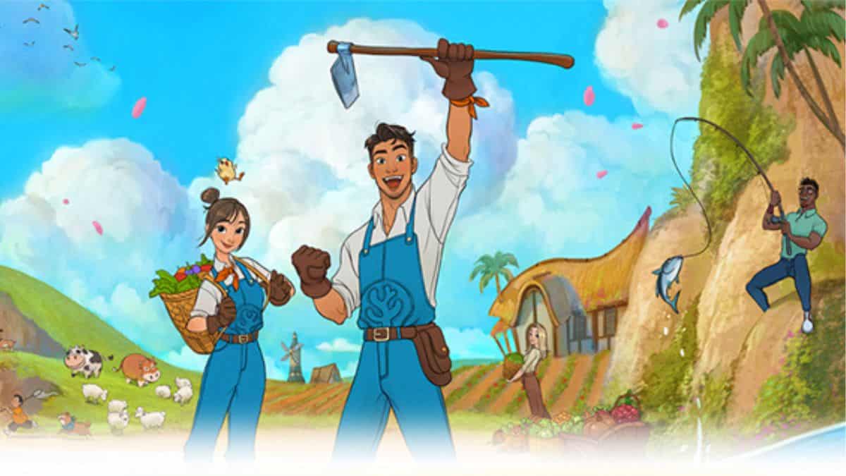 Coral-Island-Multiplayer-Players-Standing-Infront-of-Field-With-NPCs