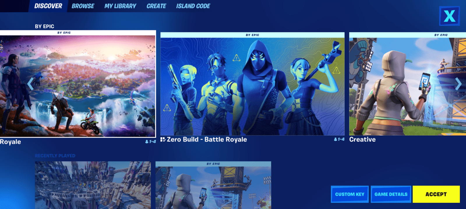 How to start a game in Fortnite Creative