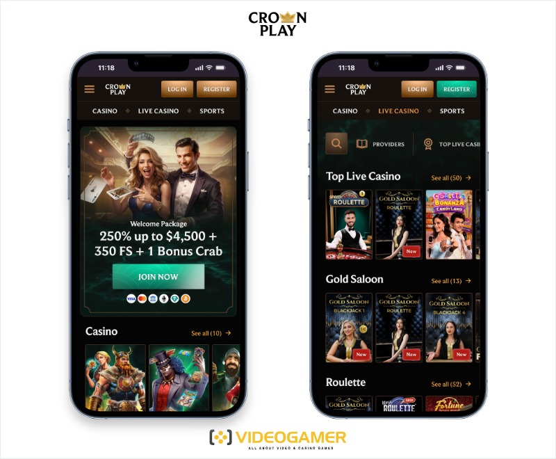 A screenshot of the Crownplay Casino app offering online blackjack in Australia