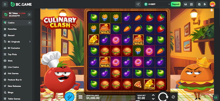 What Culinary Clash looks like on BC.Game. 