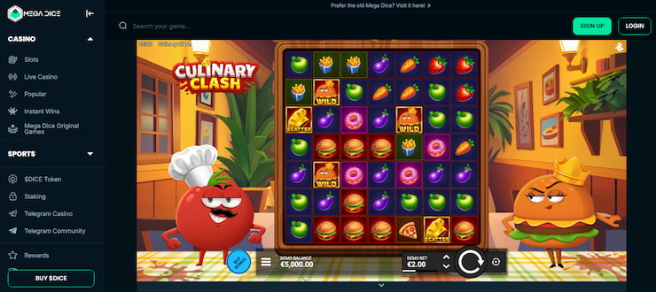 Enjoying Culinary Clash at Mega Dice Casino.