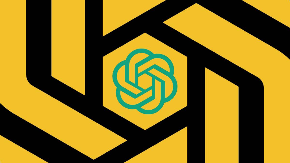 A yellow and black logo with a green and black OpenAI custom ChatGPT design.