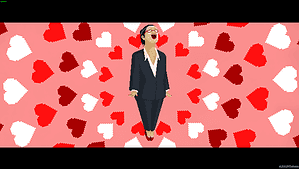 Best Dave the Diver staff: character surrounded by hearts after eating sushi.