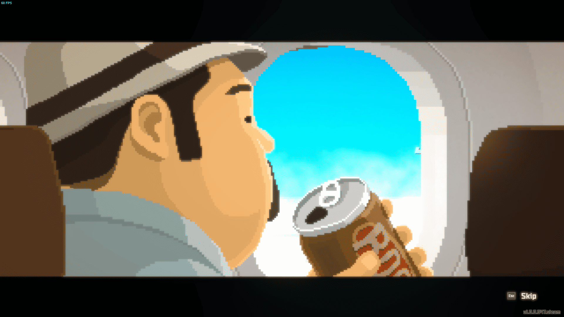 How to catch a jellyfish in Dave the Diver: Dave sipping beer on a plane.