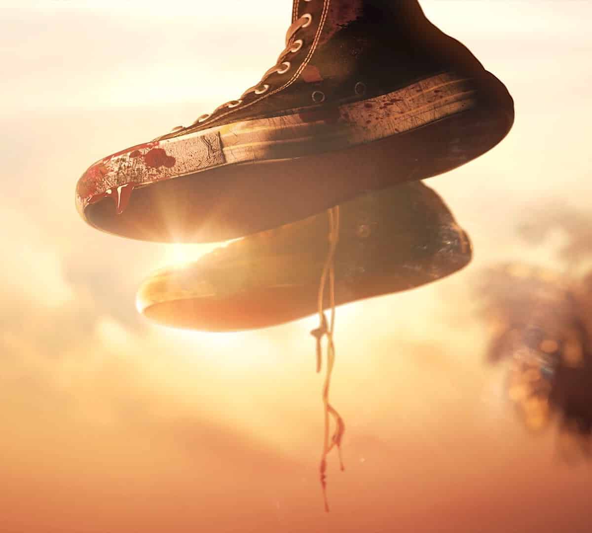 Dead Island 2 med kits - shoes in front of sunset.