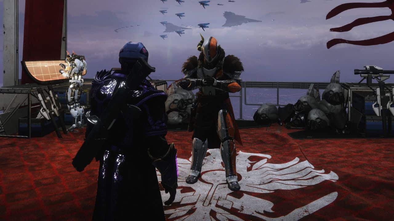 Destiny 2 new dungeon: A Guardian speaking with Shaxx in the Tower.