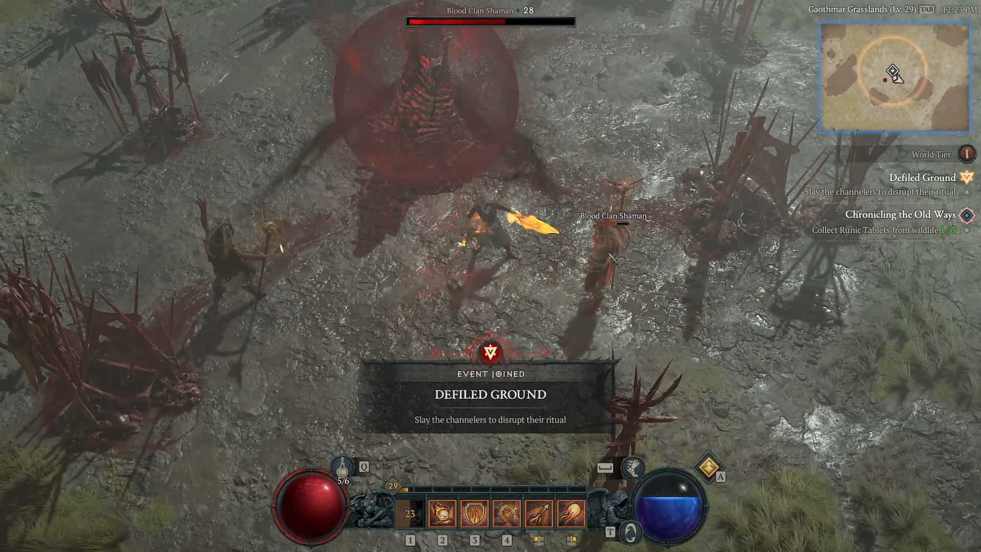 All Diablo 4 events in Season 1: An image of a player completing the Defiled Ground event in the game.