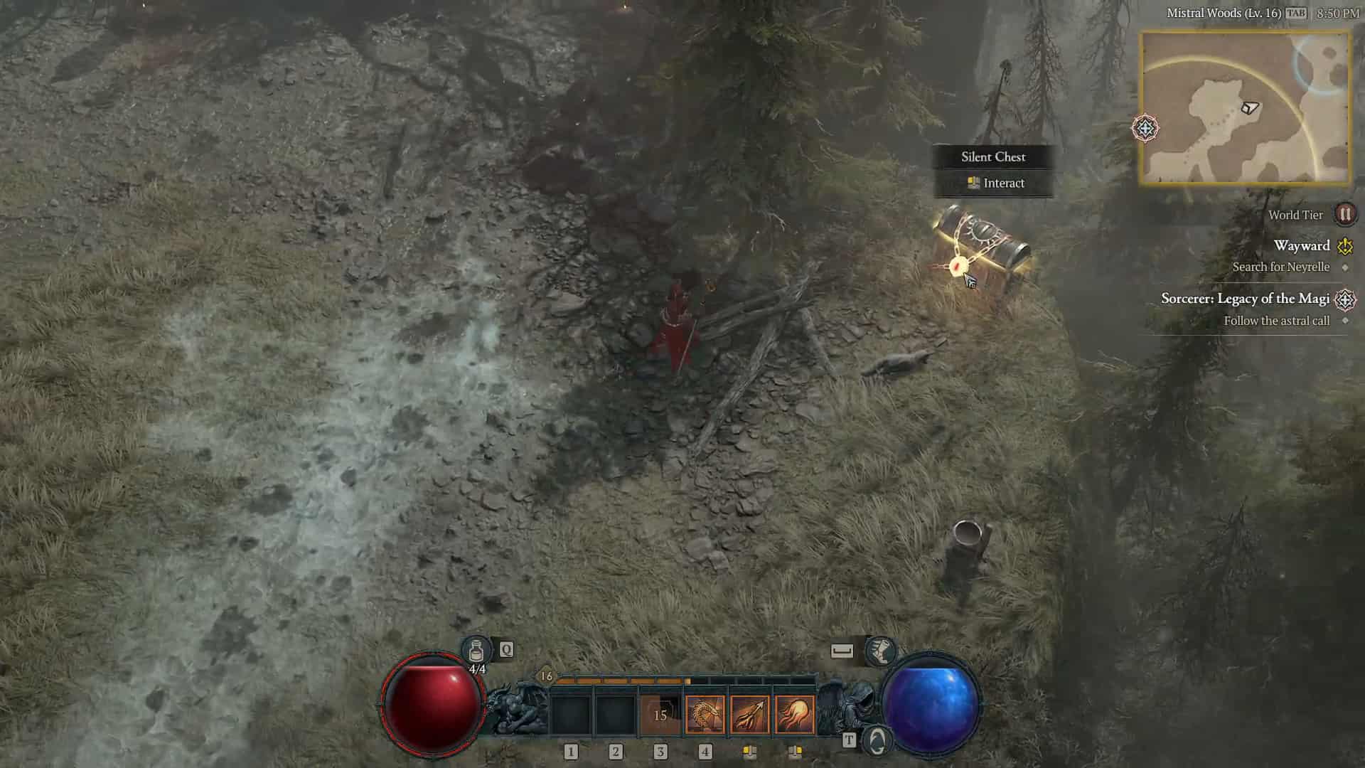 Diablo 4 Silent Chest locations: An image of a character next to Silent Chest.