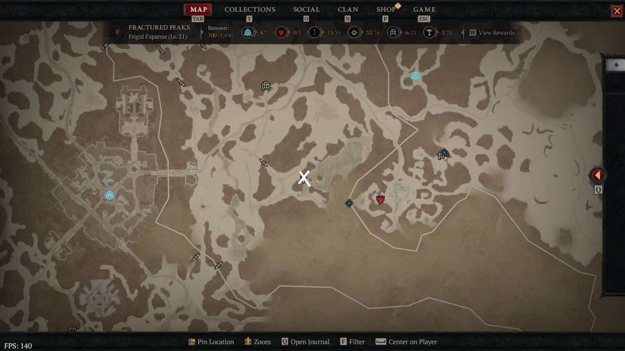 Diablo 4 Silent Chest locations - Lake Klokova Silent Chest on map.