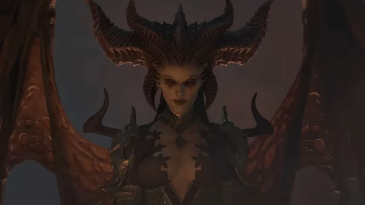 Lilith from Diablo 4 stares at the camera