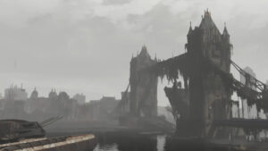 fallout-4-fallout-london: picture of the London Bridge from Fallout 4 mod.