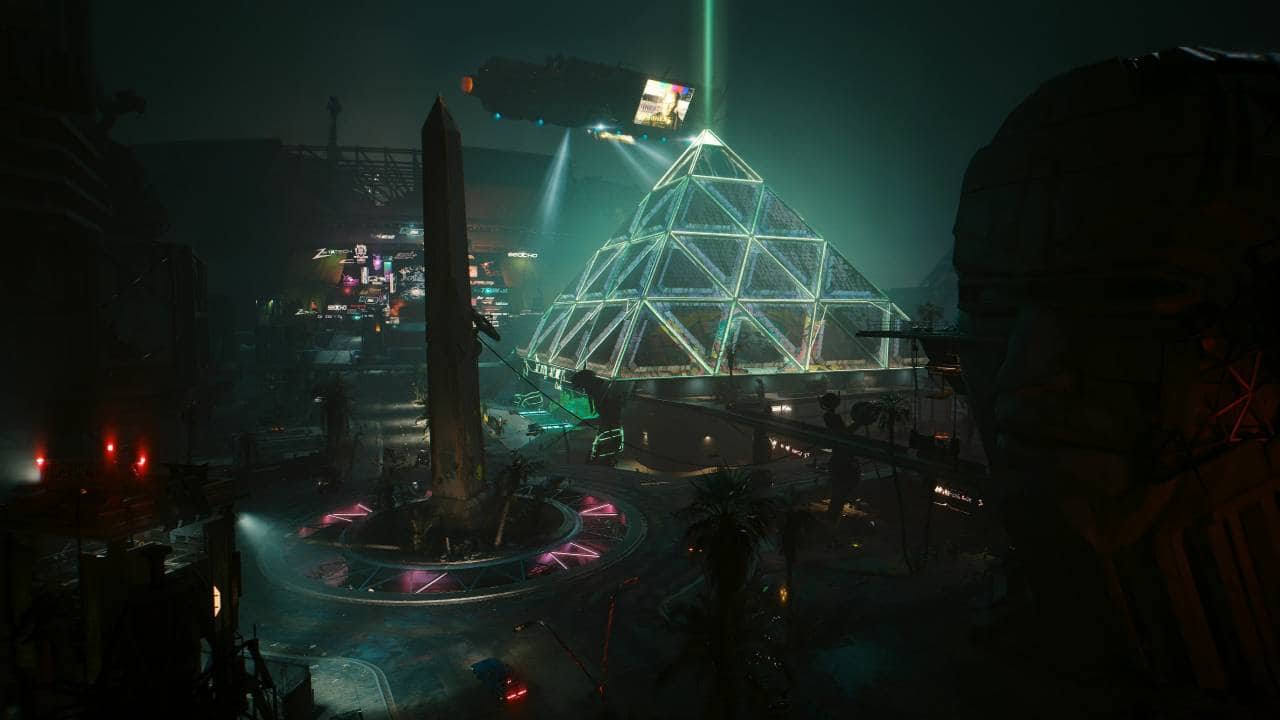 An image depicting a Cyberpunk 2077 futuristic city at night, specifically inspired by the game's visual aesthetics and titled "Phantom Liberty