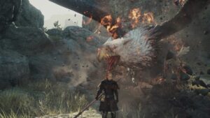 Dragon's Dogma 2 boss monsters: Griffin screaming at player in combat