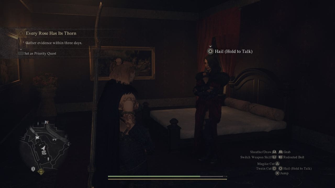 Dragon's Dogma 2 romance Wilhelmina: player speaking to Wilhelmina in brothel
