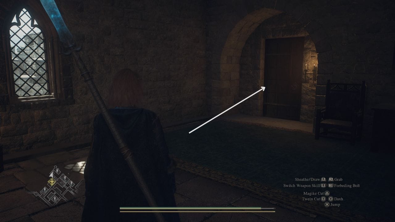Dragon's Dogma 2 Sven's Quarters: Player standing outside door in Vernworth Castle