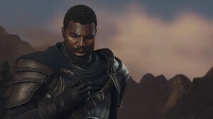Dragon's Dogma 2 cheats: Captain Brant holding hand to chest as he looks down