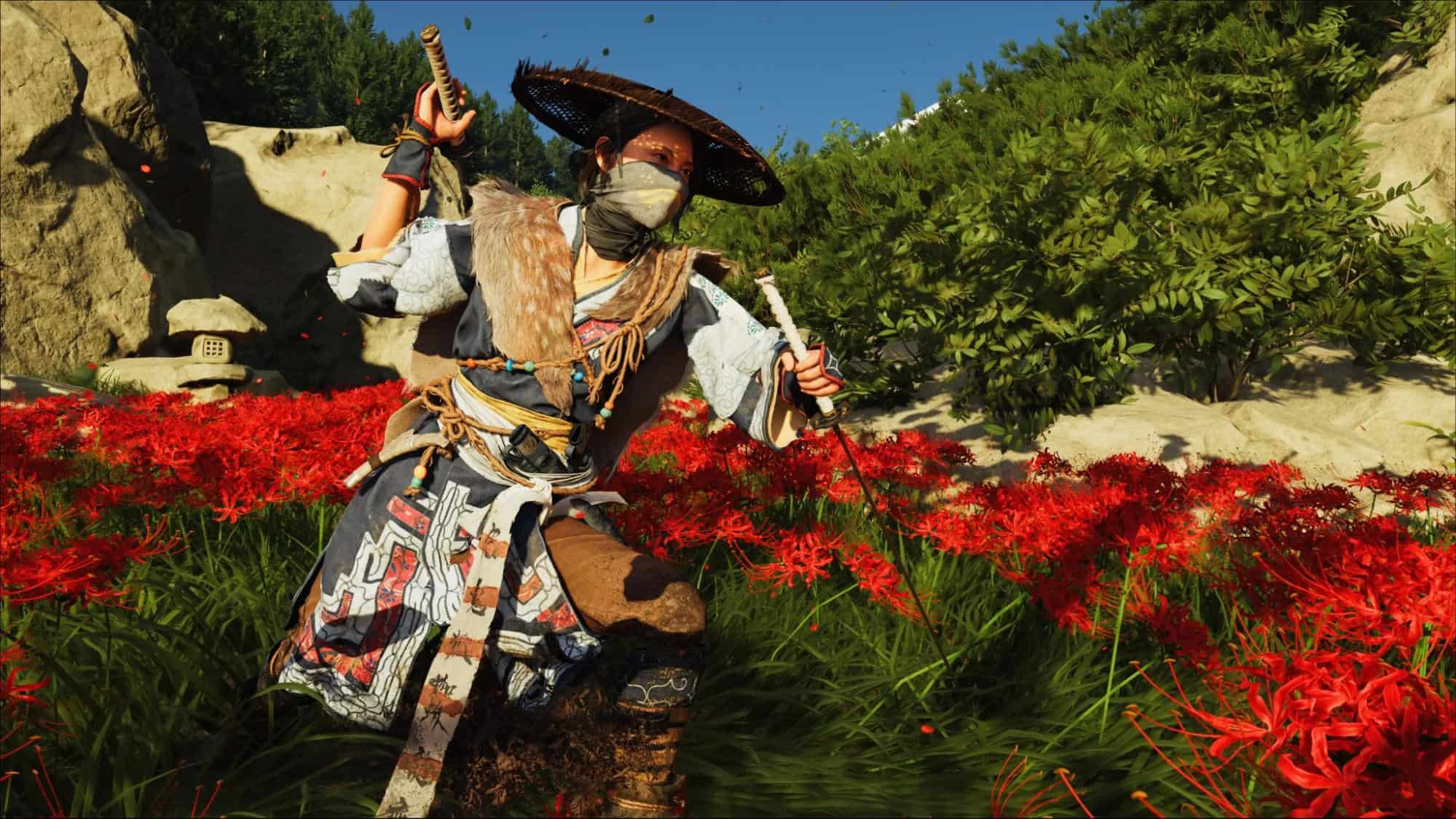 Samurai performing stealth attack in Ghost of Yotei