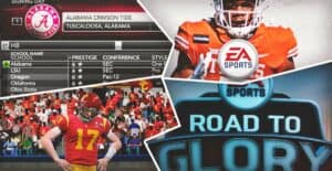 group of football players in red in ea sports college football 25