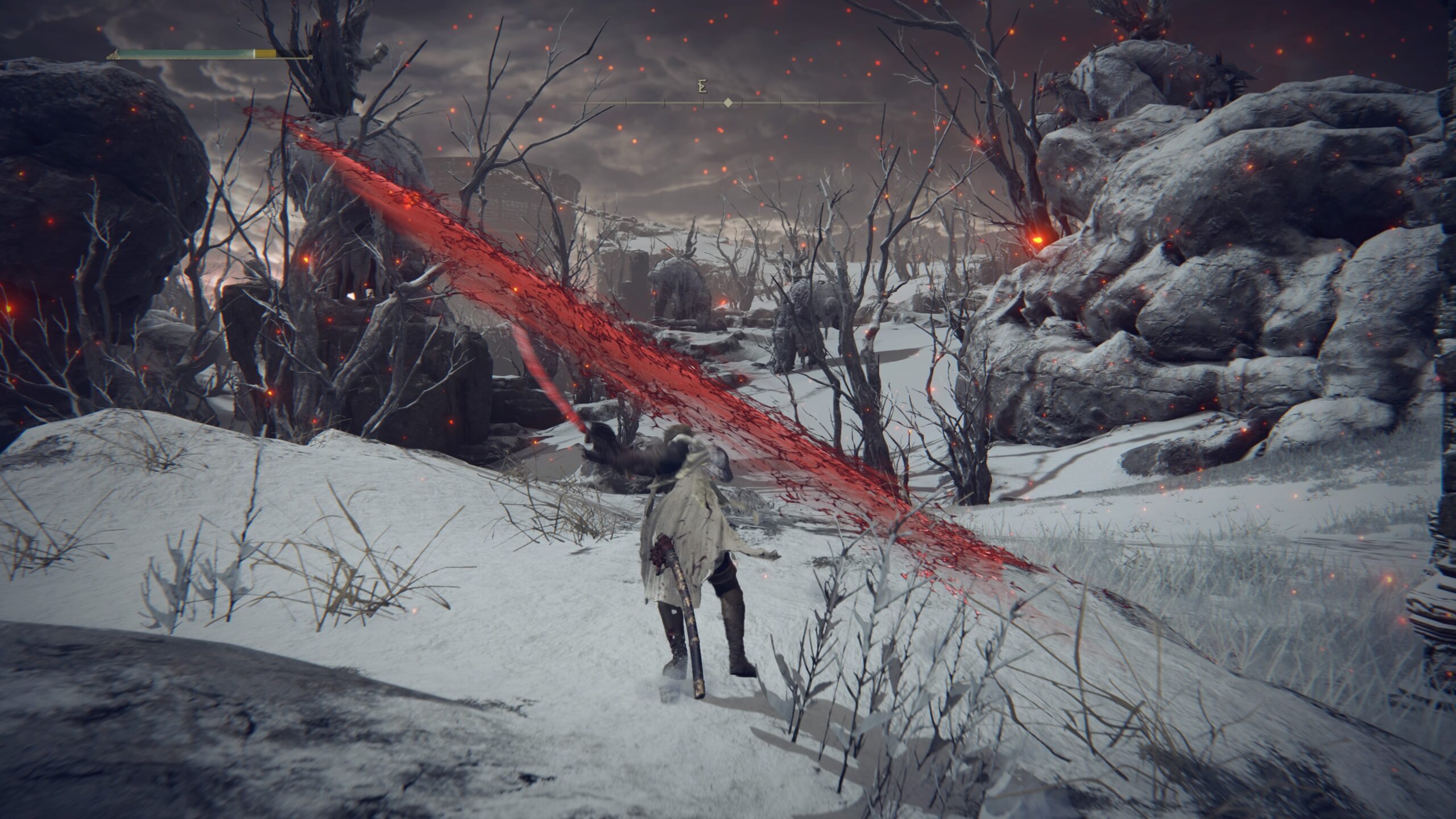 elden ring where to find rivers of blood - a red streaks follows a blade cutting through the air