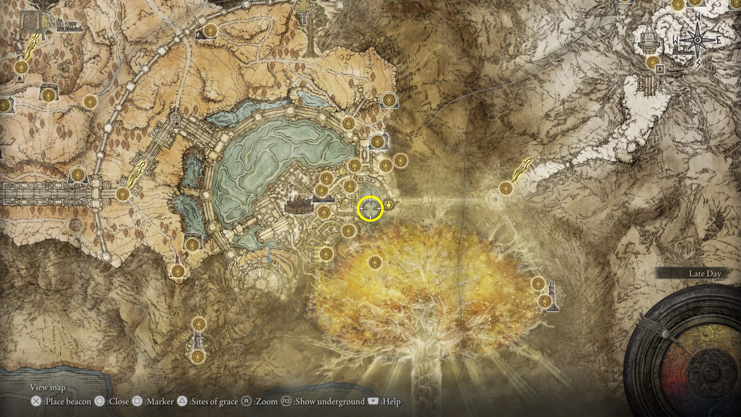 elden ring map - an image of the map from the game showing a location highlighted