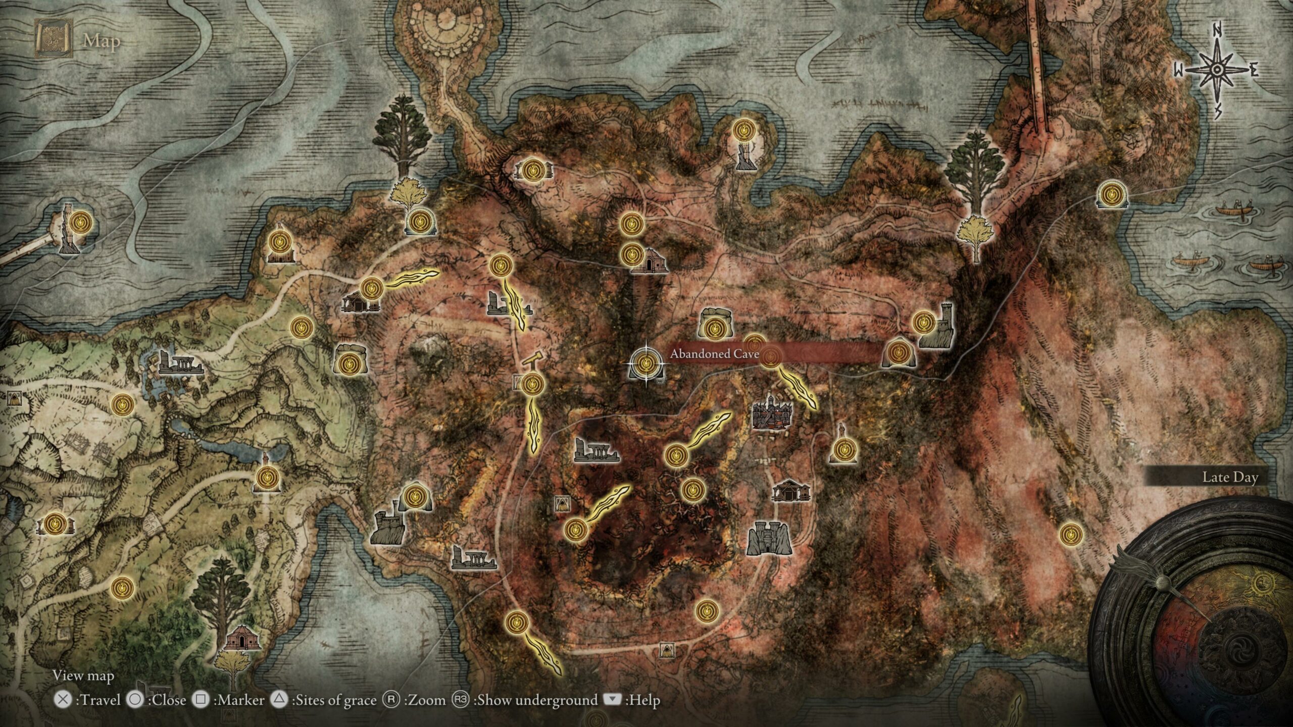 elden ring map from the game showing information about the caelid region