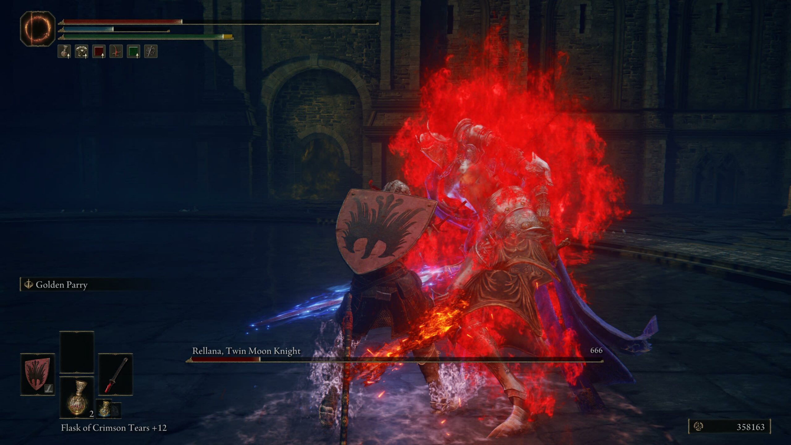 elden ring shadow of the erdtree rellana boss guide how to beat - rellana is attacked and set on fire