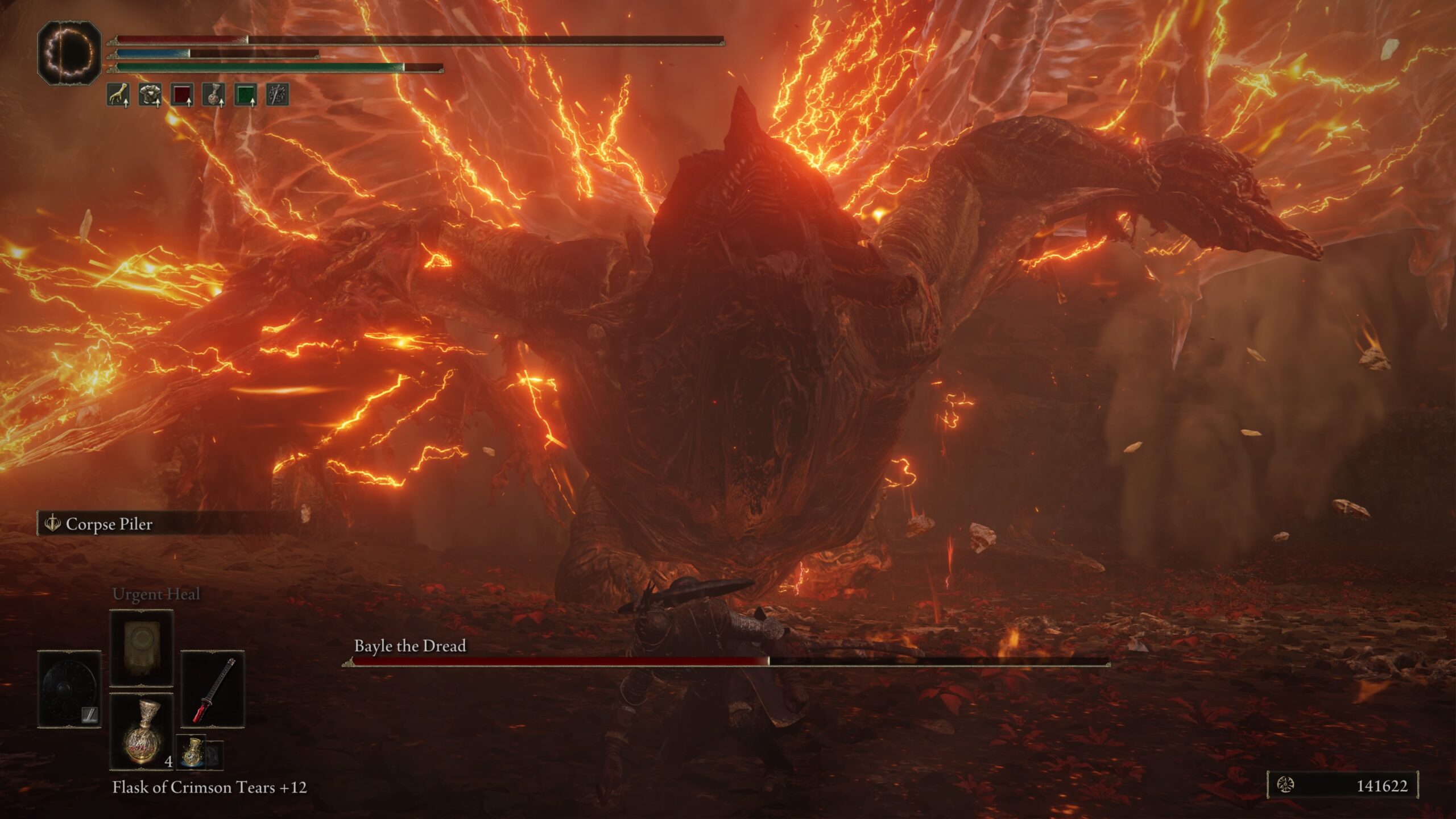 elden ring shadow of the erdtree bayle the dread boss guide - bayle looms while crackling with fire and lightning