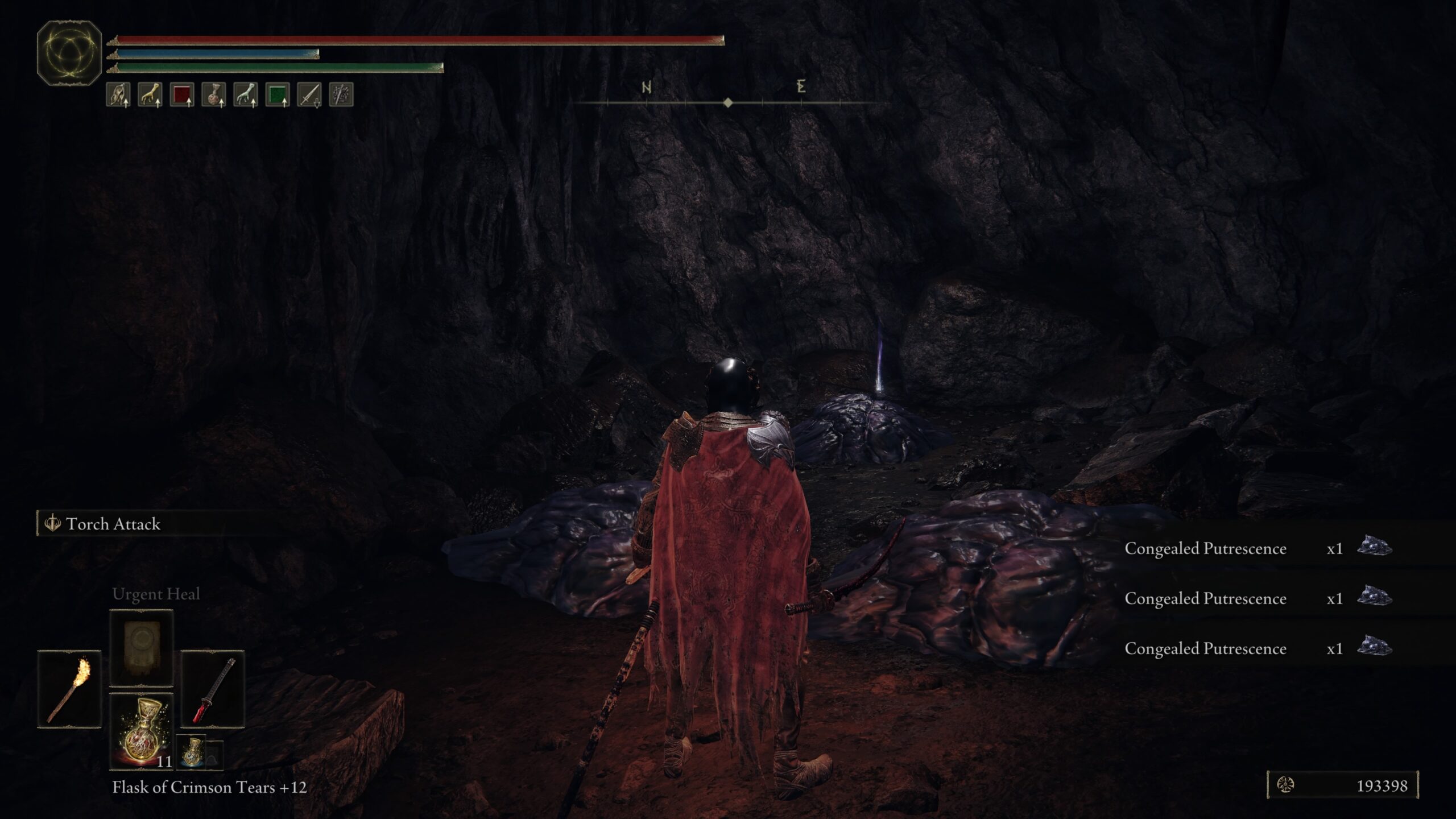 elden ring shadow of the erdtree velvet sword of st trina location - our character looks at a corpse with an item