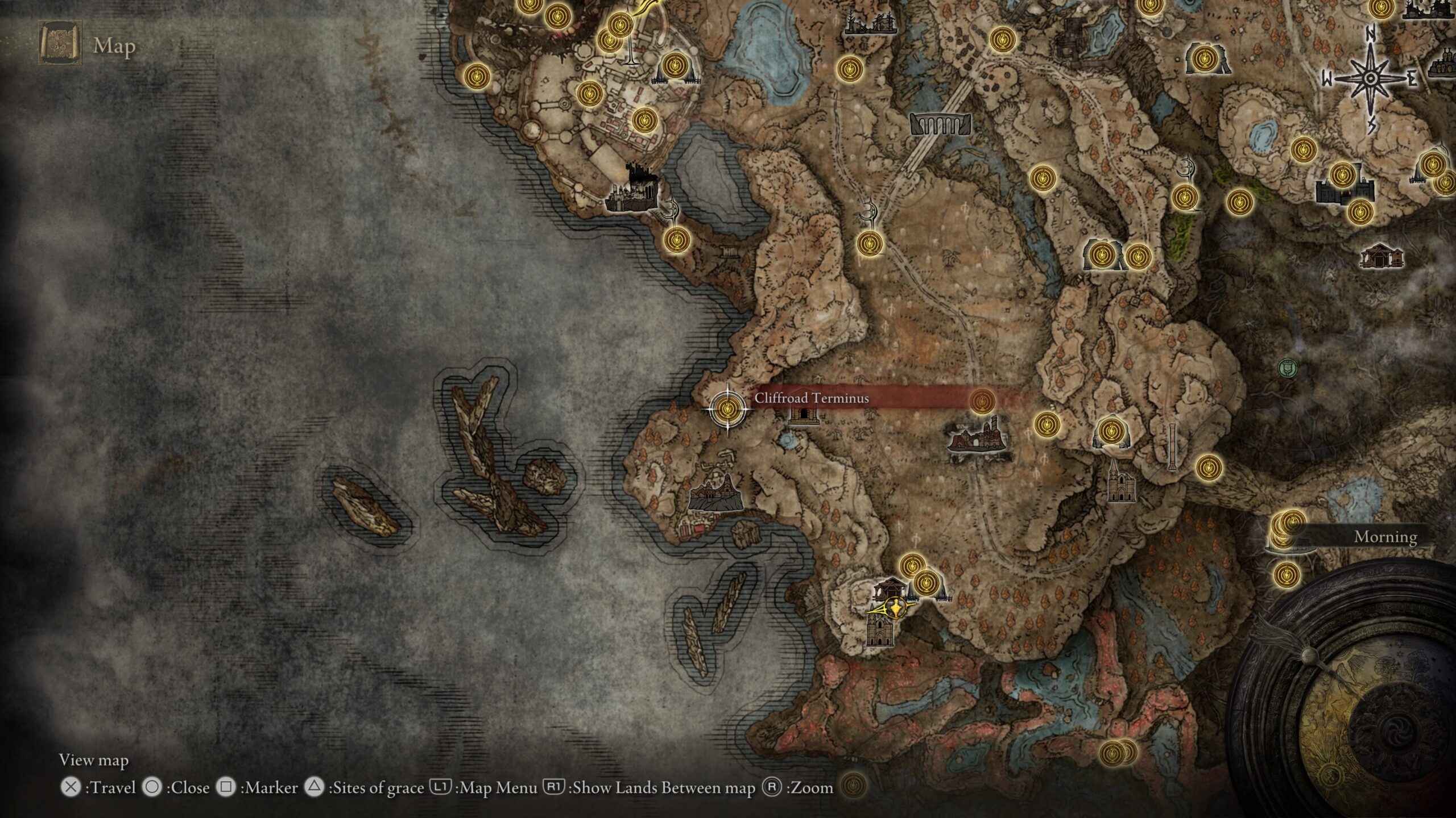 elden ring shadow of the erdtree oathseeker armor - a map of the game showing where to go to find the armor.