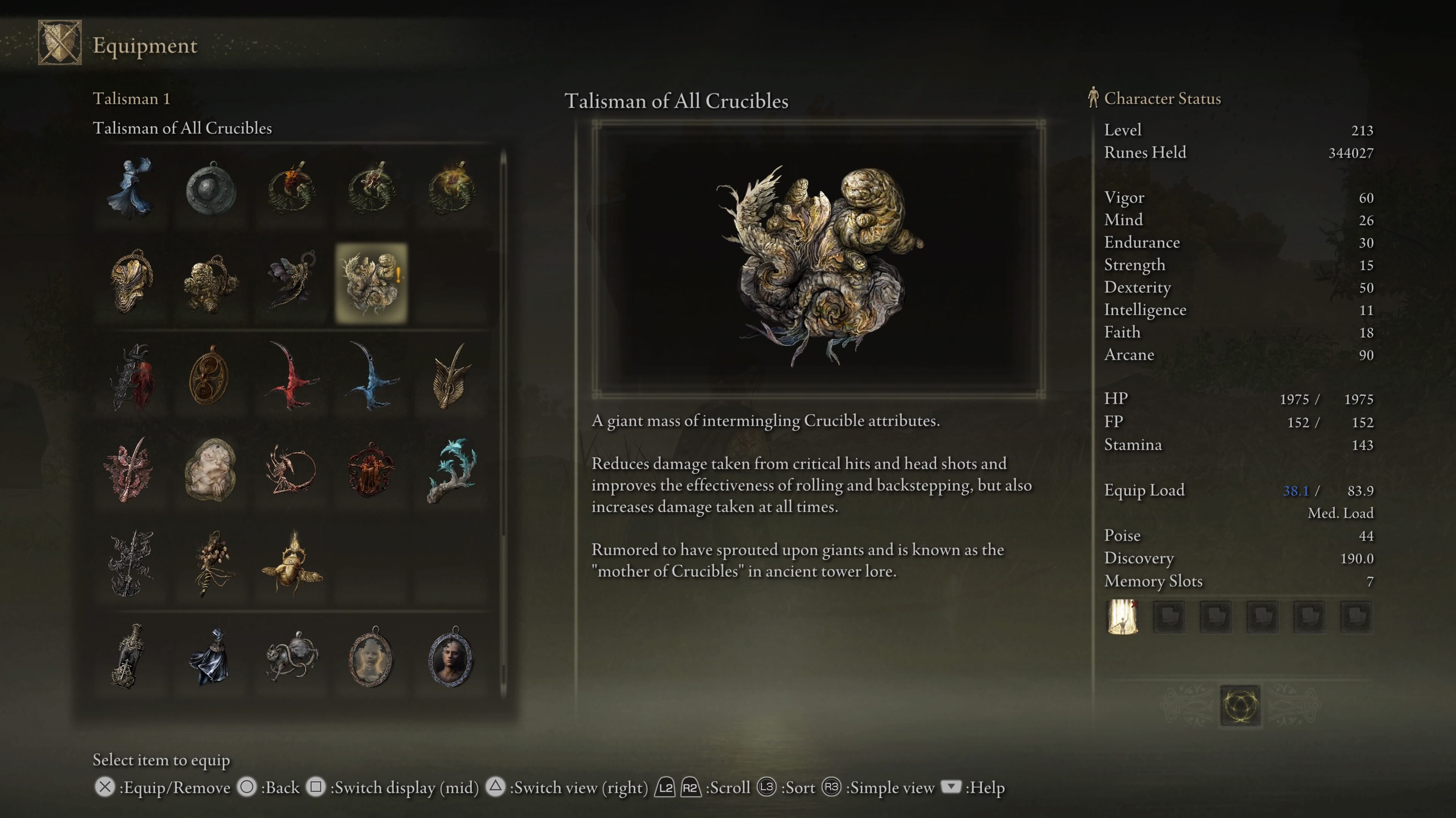 elden ring shadow of the erdtree how to get talisman of all crucibles -  the talisman in the menu