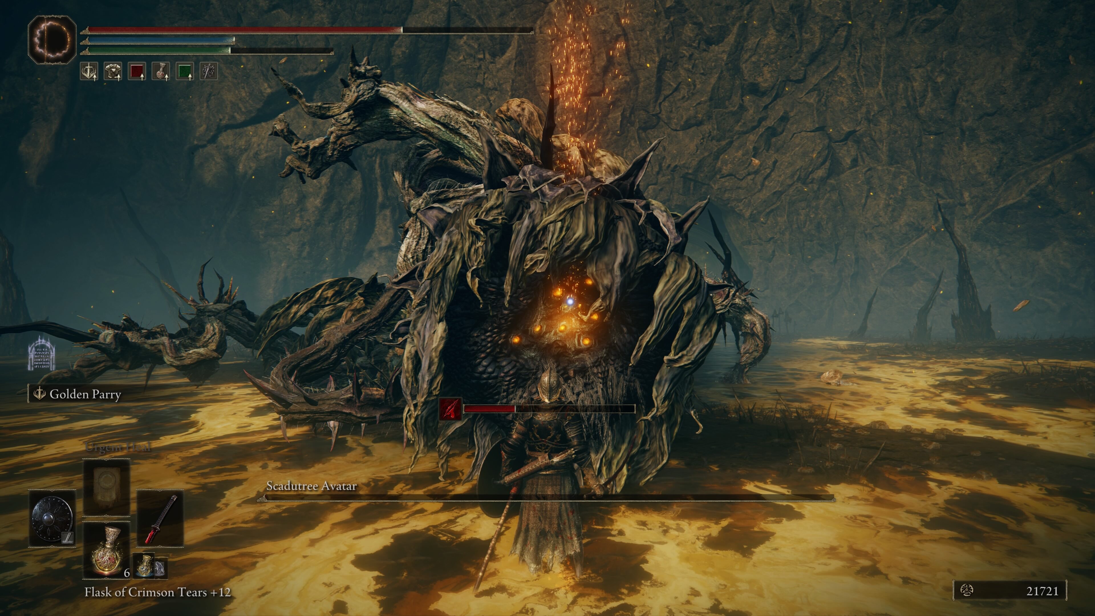 elden ring shadow of the erdtree how to beat the scadutree avatar - the tree drops its head to be hit by the player