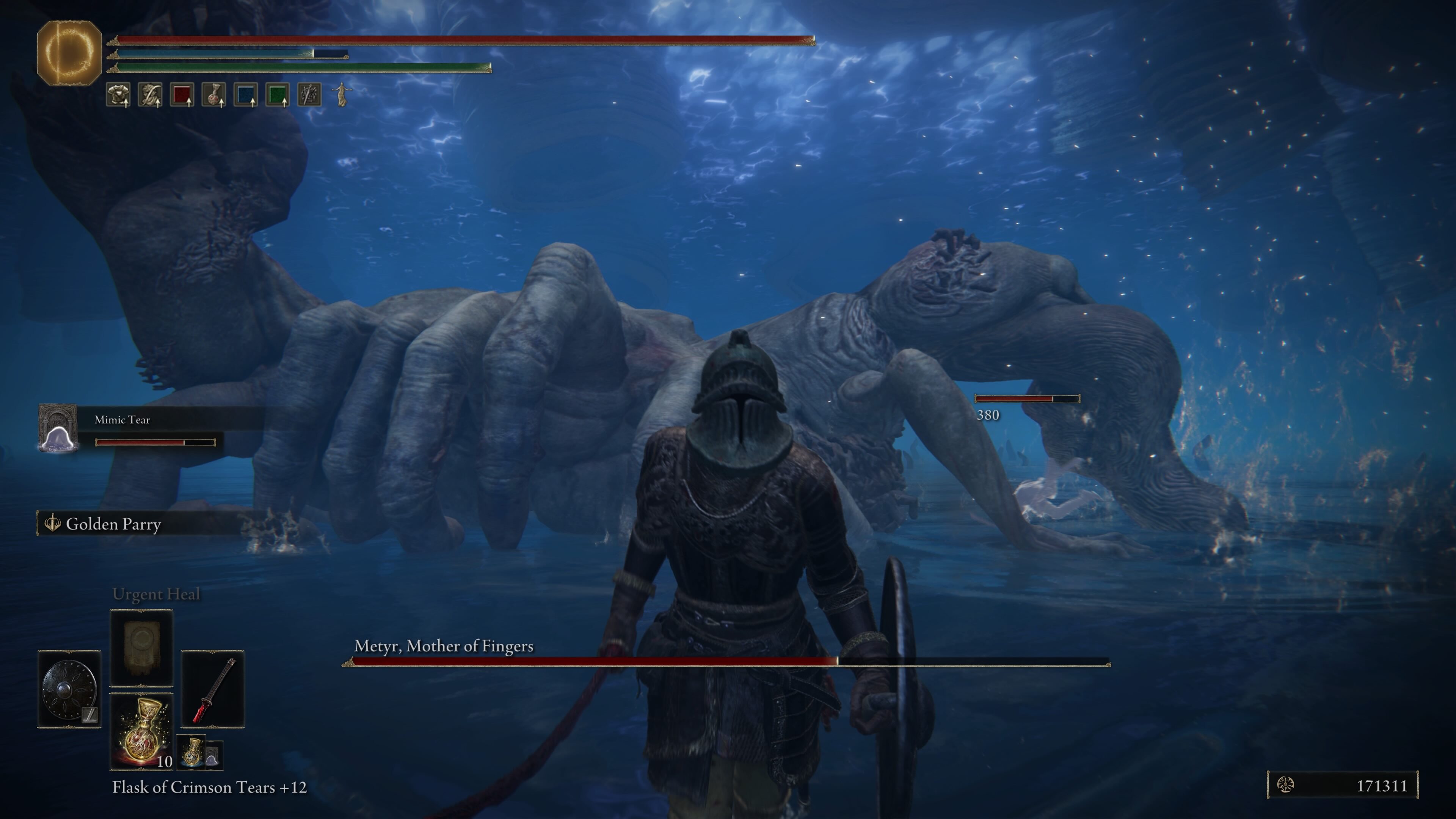 elden ring shadow of the erdtree metyr, mother of fingers boss guide - our character looks at the camera with metyr behind