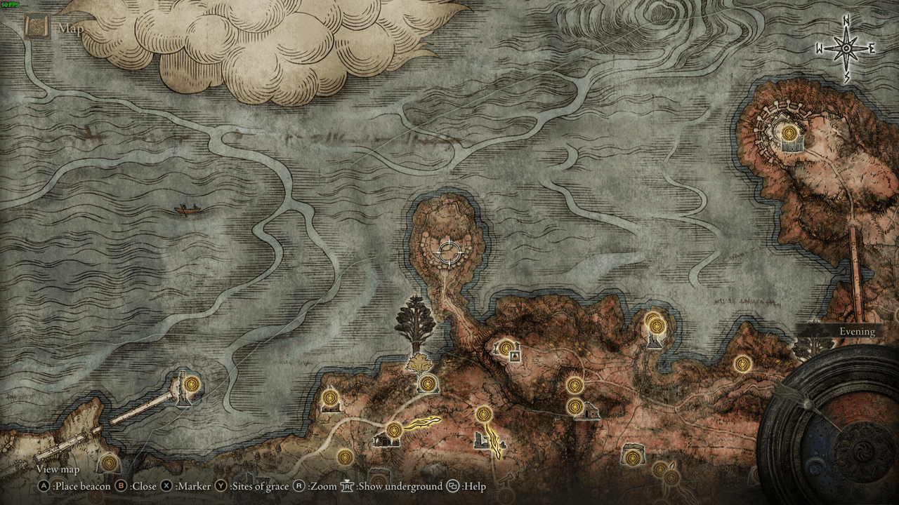Elden Ring Colosseum Locations - the in-game map in elden ring showing a colosseum location