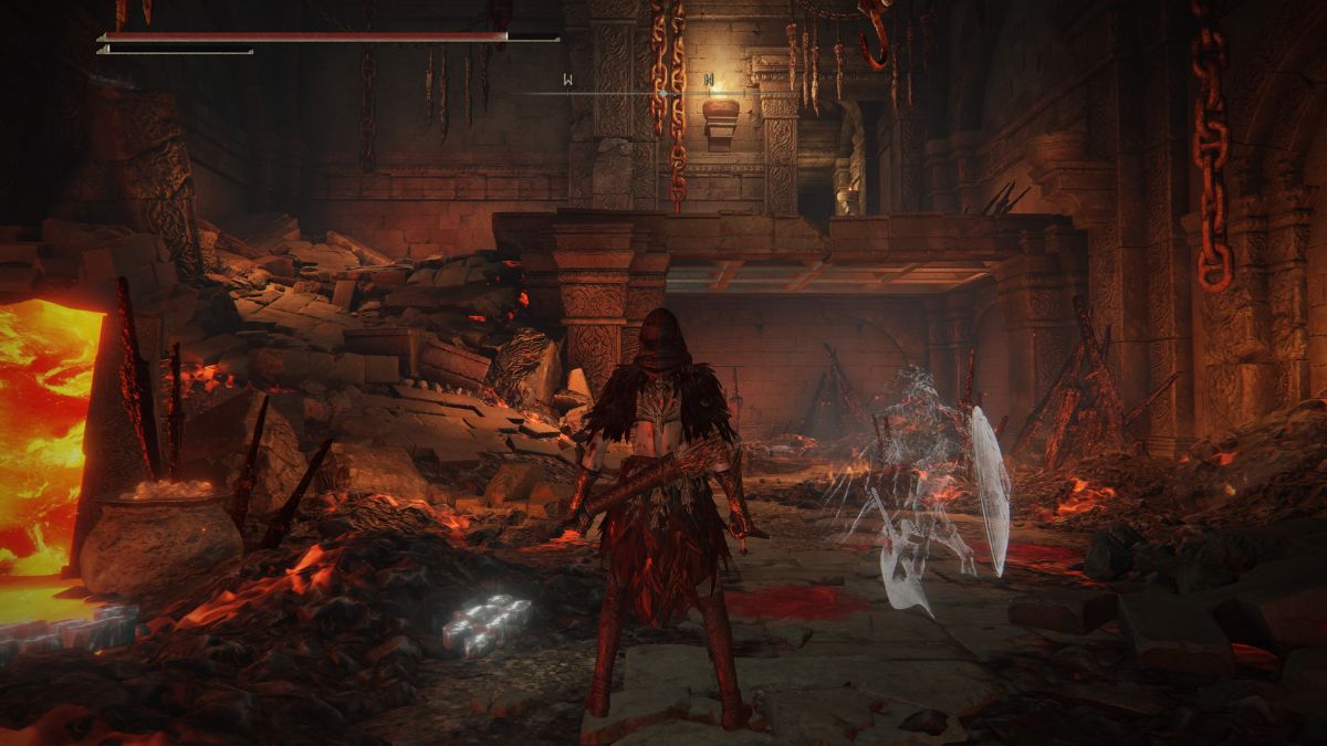 Elden Ring Shadow of the Erdtree Ancient Meteoric Ore Greatsword - Player standing in large room with crumbling floor