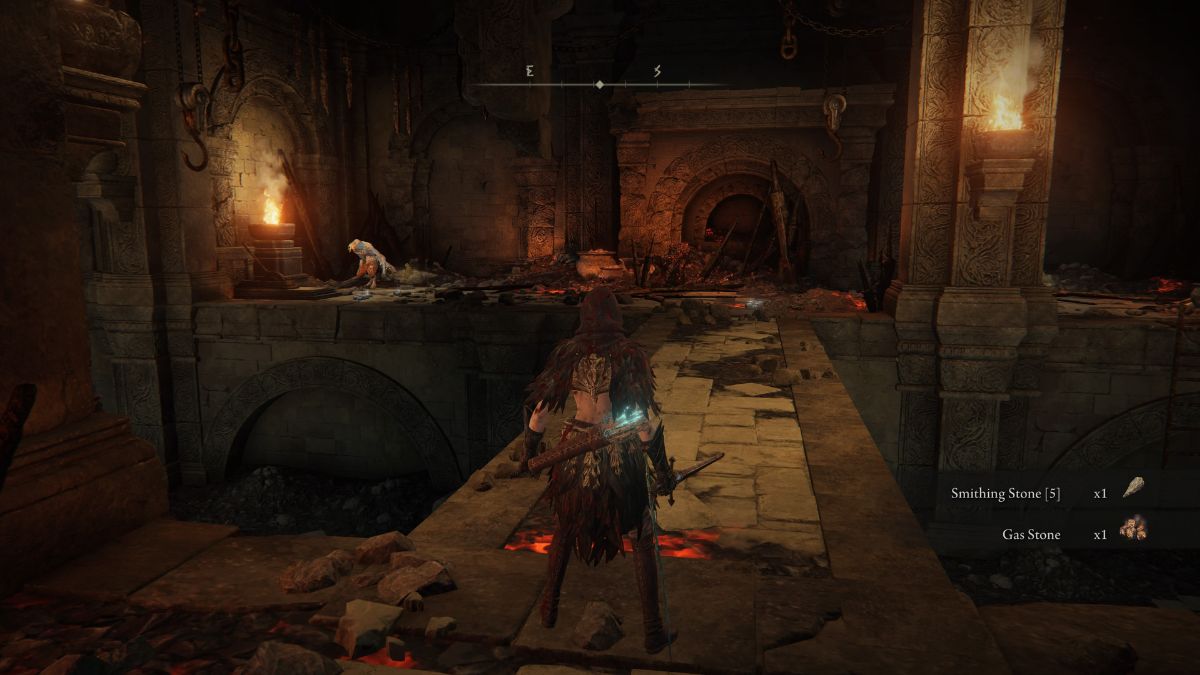 Elden Ring Shadow of the Erdtree Ancient Meteoric Ore Greatsword - Player standing on stone bridge looking at level